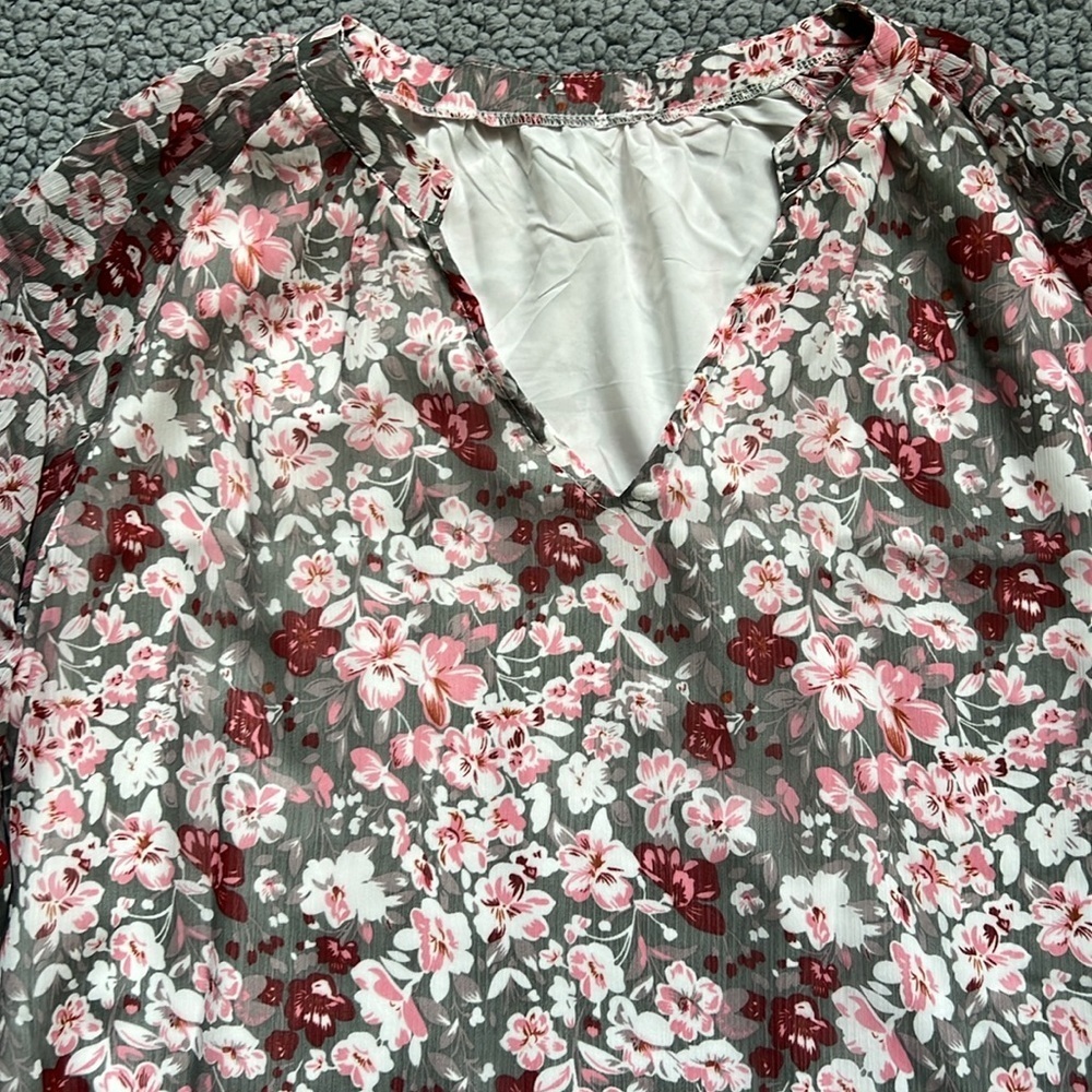 Womens Long Sleeve Boho Casual Floral Dressy Blouse Top - Picture 8 of 14
